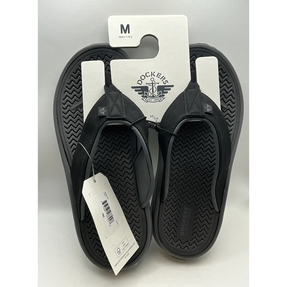 Dockers Mens Sandals Flip-Flops Gray New - Black - size‎ 7/8